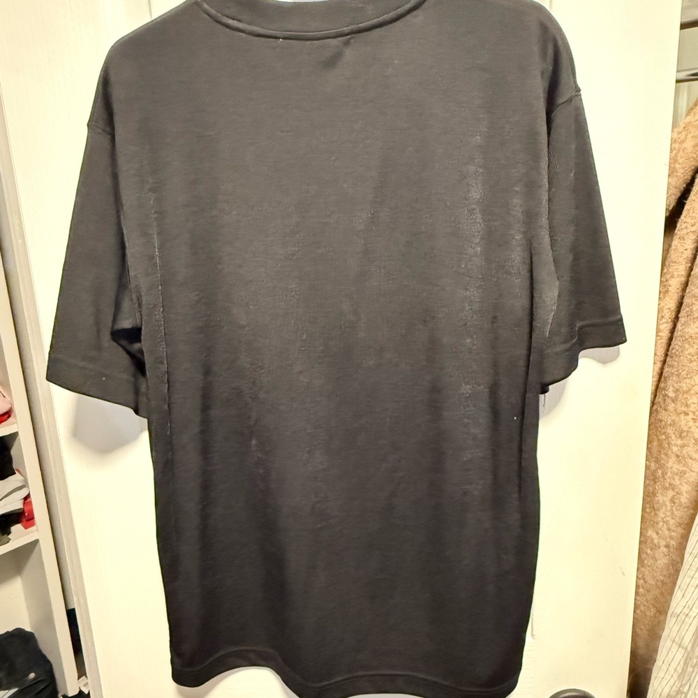 PAVO by Lastrada | Men's Black Ribbed Textured Knit Tee - L (16/18) - Picture 8 of 11